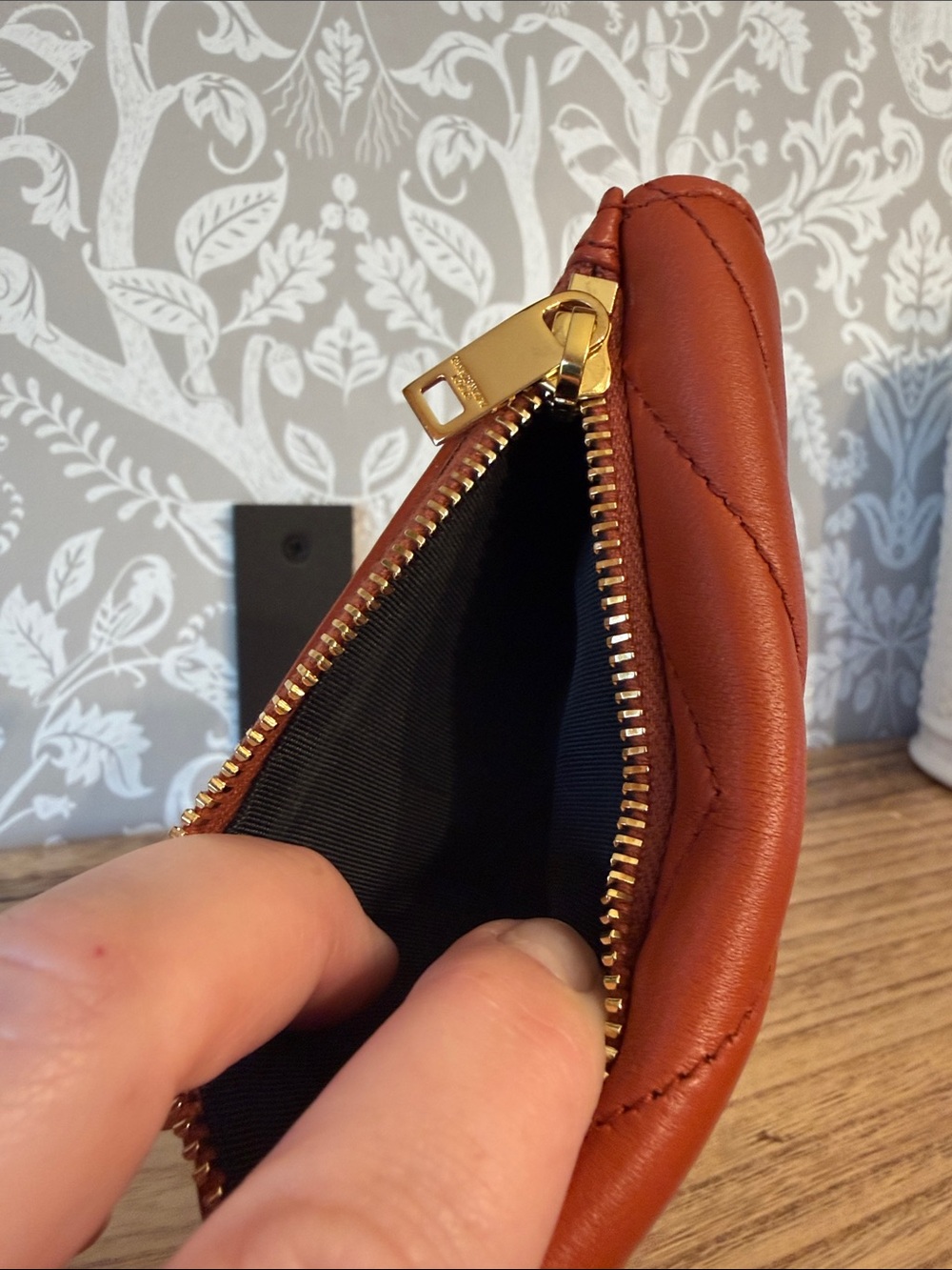 Saint Laurent Nappa Leather Flap Card Holder NWOT Burnt Orange Beautiful Neutral - Picture 13 of 14
